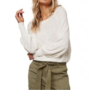 O'Neill Keiki Boat Neck‎ Cream Sweater drop shoulder oversized beach women’s XL
